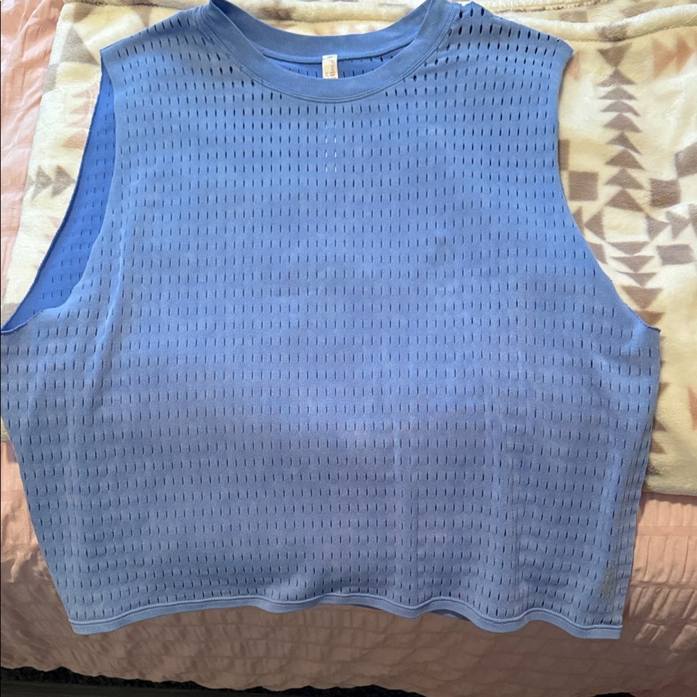 FP Movement by Free People Perforated Blue Muscle Tee